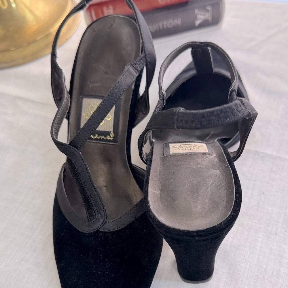 Vintage Nina Classic Black Velvet and Satin Heels - Picture 9 of 10